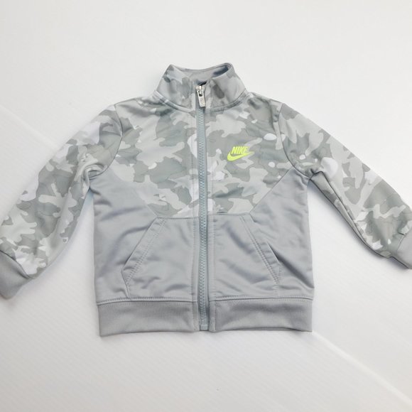 Nike Boys 12M Gray White Camo Print Yellow Track Jacket - Picture 6 of 11